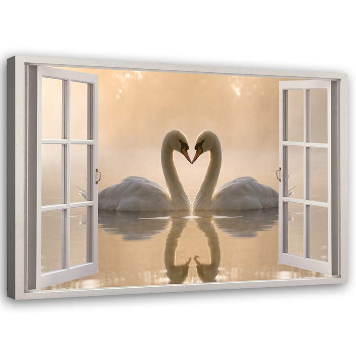 Feeby Leinwand Bilder - Fensterblick Natur- 120x80 cm- Deko Wohnzimmer - Wandbilder Schlafzimmer - D