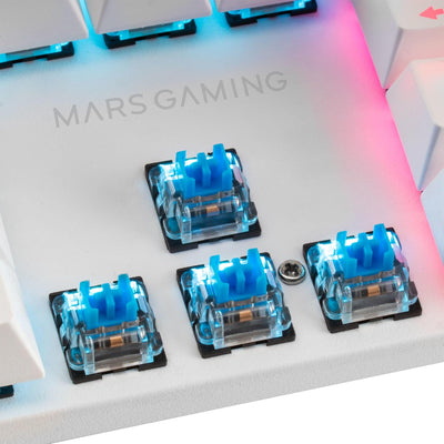 Mars Gaming MK422 Weiss, Mechanische Gaming Tastatur RGB, Antighosting, Mechanischer Switch Rot, Por