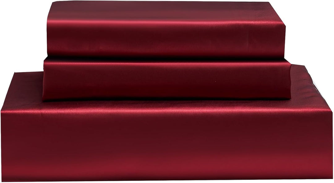 YASMENG Satin Bettwäsche 135x200 Rot Weinrot Dunkelgrau Wendebettwäsche Seide Bettwäsche Glatt Glänz