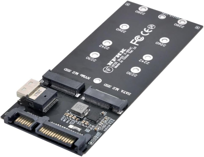 Chenyang M.2 NVME PCIE SSD auf SFF-8654 & NGFF SATA SSD auf SATA 2 in 1 Kombi Adapter für Mainboard