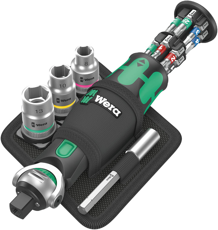 Wera 05004281001 8009 Zyklop Pocket Set 2, Knarren Satz, 18-teilig, Schwarz-grün 8009 Zyklop Pocket