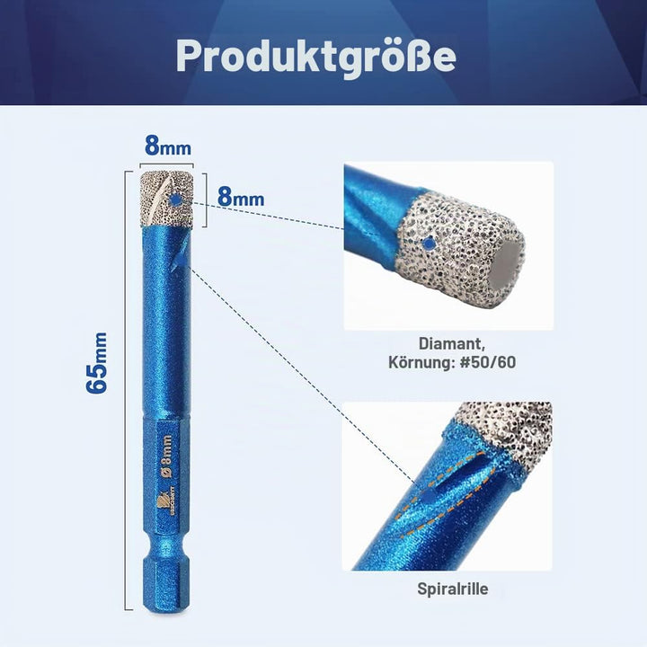 Diamantbohrer Fliesenbohrer Set 8mm - BRSCHNITT 3 Stück Sechskant-Schaft fliesenbohrer set- Lochsäge