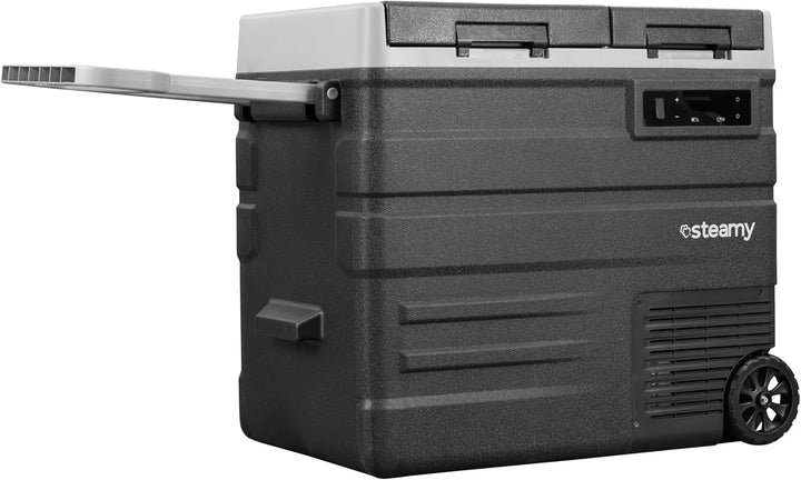 Steamy-E Dual Zone 65 Roller, Elektrische Kompressor Kühlbox mit Rollen, 57 Liter, 12V/ 230V, zum Wa