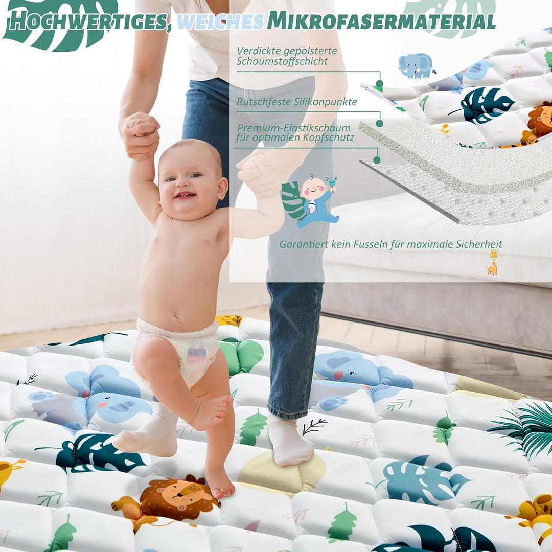 YBIKE Baby Spielmatte, Faltbare Grosse rutschfeste Dicke Baby Krabbelmatte 109x109cm, Tragbare Weich