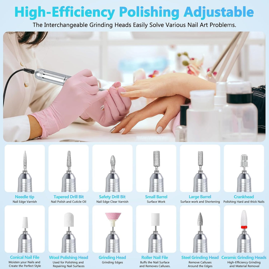 Elektrische Nagelfeile, Professionell Elektrische Nagelfräser mit LCD-Display, 45000 U/Min Tragbare