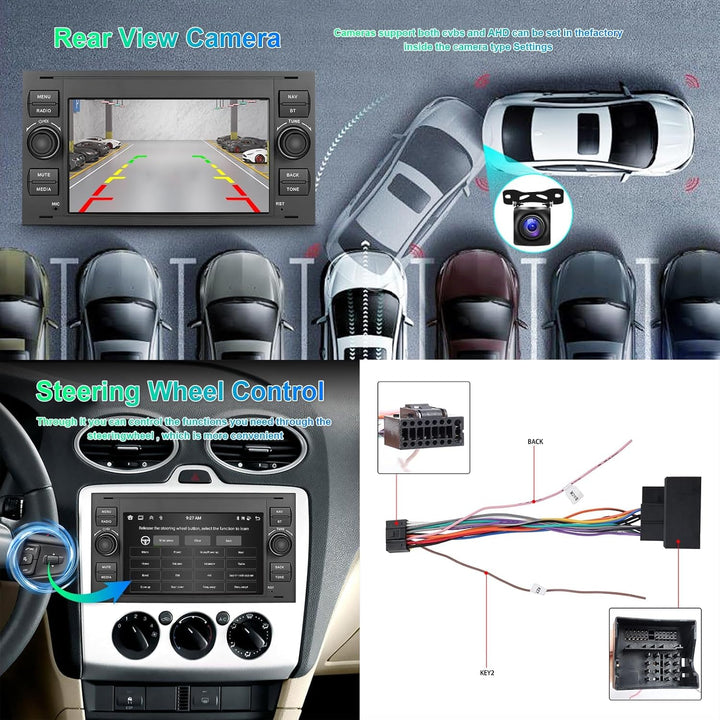 Hodozzy 8 Core 4G+64G Autoradio Android für Ford Transit Fiesta Focus Galaxy Mondeo C-Max S-Max Conn
