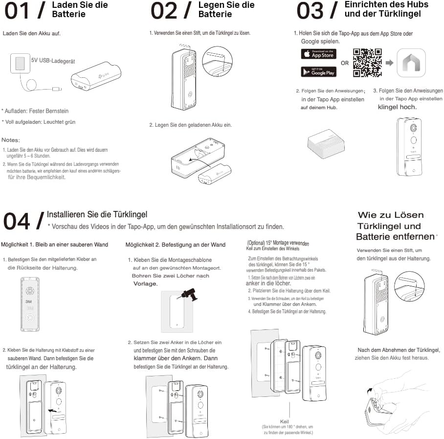 Tapo D230S1 Video-Türklingel Akku (Video Doorbell) | Türklingel mit Kamera, 2K 5MP, Farbe Nachtsicht