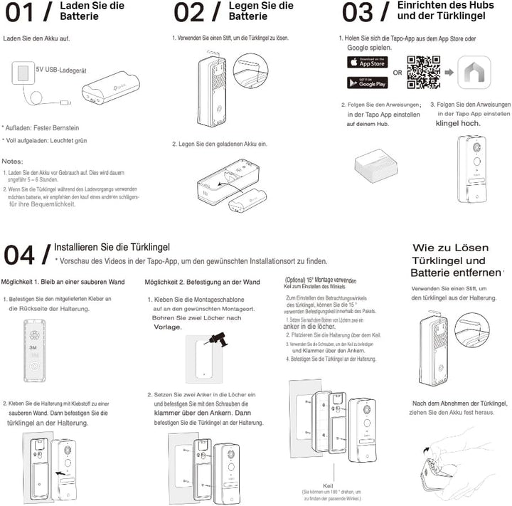 Tapo D230S1 Video-Türklingel Akku (Video Doorbell) | Türklingel mit Kamera, 2K 5MP, Farbe Nachtsicht