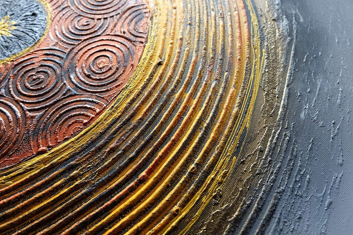 Monica Mirafiori I 100% HANDGEMALT I Gemälde Gold Rings 100x70cm | Gemälde Handgemalt | Acrylgemälde