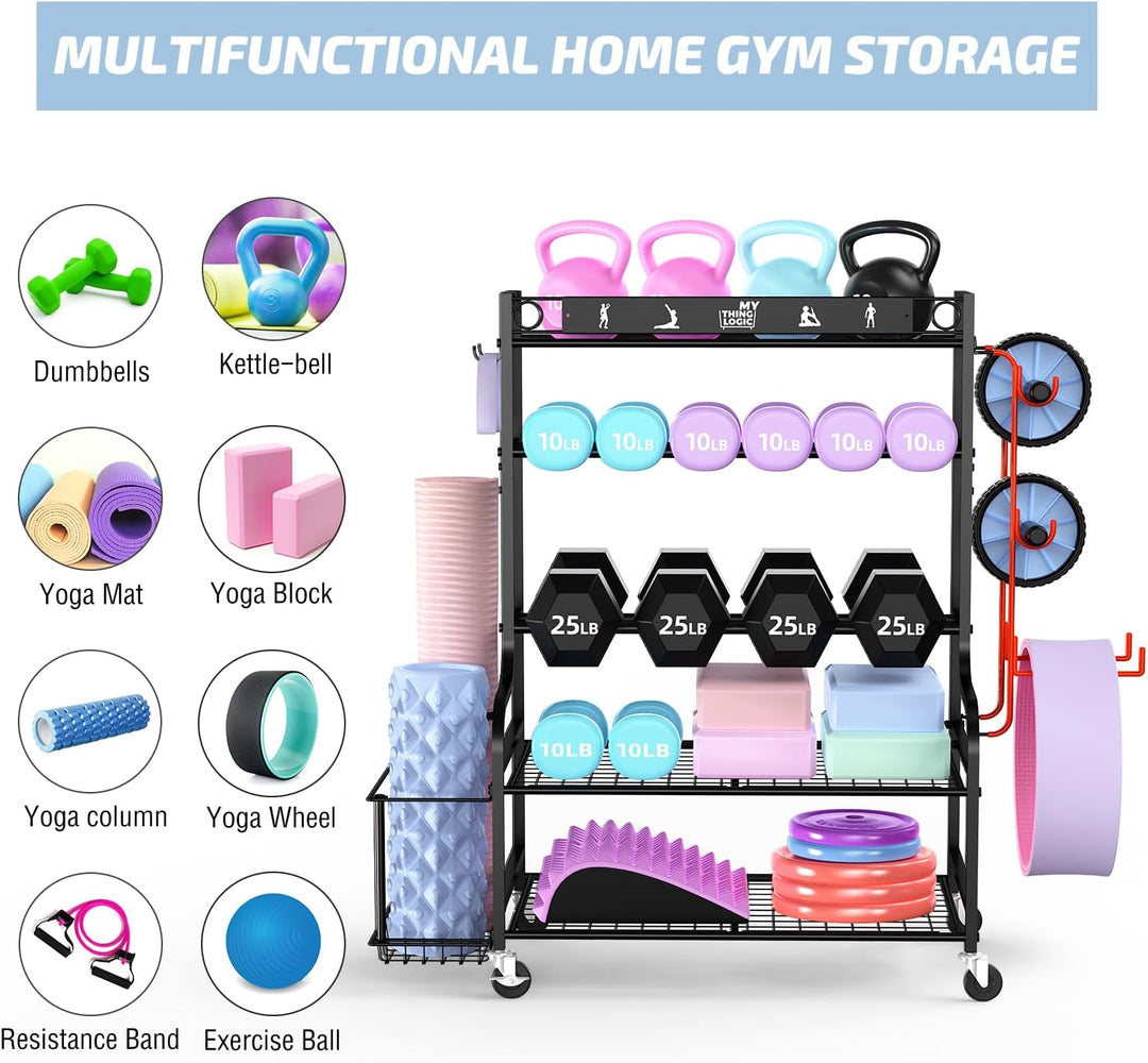 Mythinglogic Yoga Matte Regal, Yogamatte Organizer für Hanteln, Faszienrolle, Kettlebell und Yoga Bl