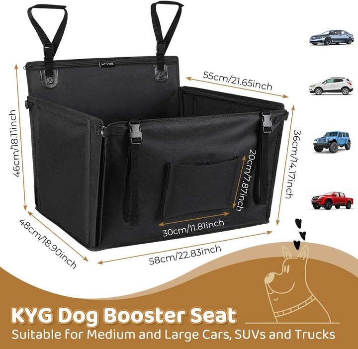 KYG Hunde Autositz Extra Stabiler Wasserdichter Rutschfester Haustierautositz Kratzfester mit 4 Befe