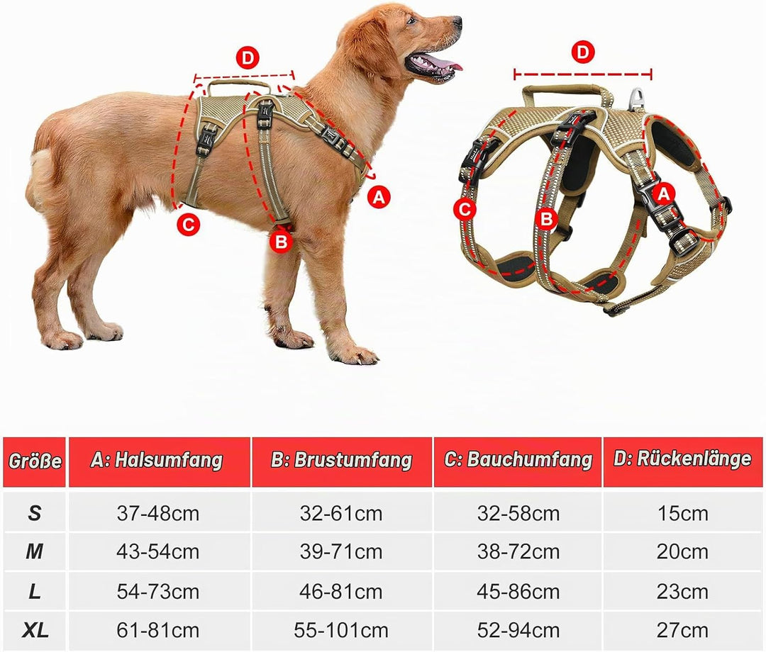 HEELE Hundegeschirr, Ausbruchsicher, Schnalle im Halsbereich, Reflektierend, Brustgeschirr mit Robus