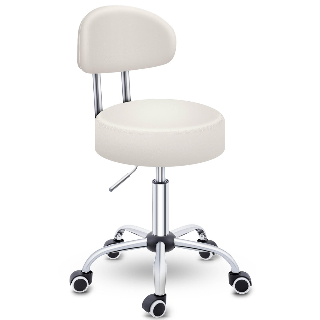 TRESKO® Rollhocker mit Lehne höhenverstellbar 10cm Dicke Polsterung Drehbar | Hocker 46-58cm | Arbei