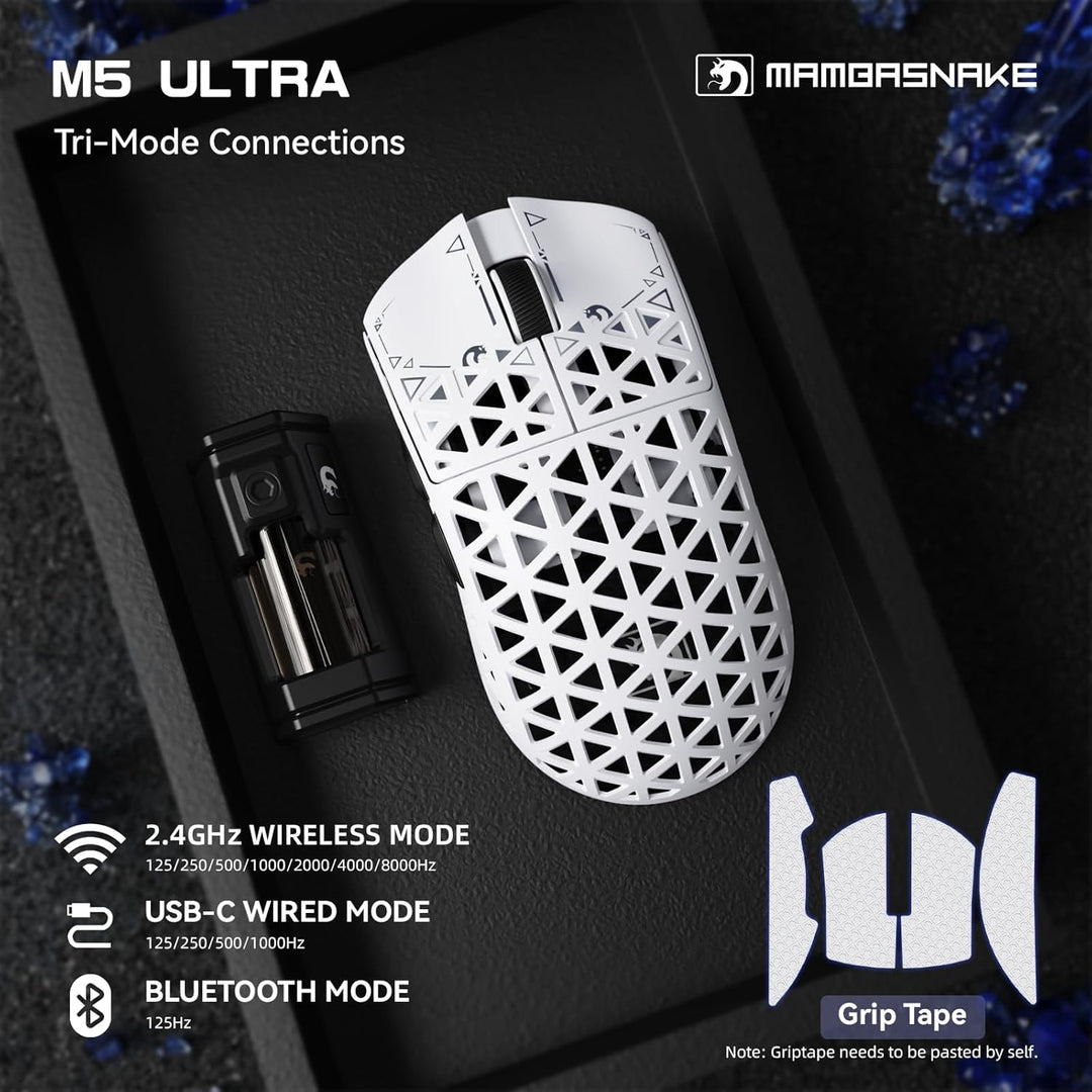 MAMBASNAKE M5 Ultra Carbon Fiber 8000Hz Kabellose Gaming-Maus mit Bis zu 42000 DPI, 39g Ultraleicht,
