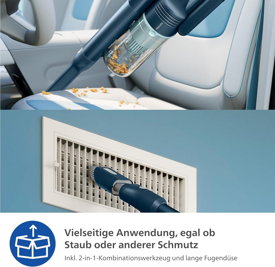 PHILIPS Akku-Staubsauger 5000-Serie Flex-it, Flexrohr, LED-Düse, Hartböden & Teppich, Fugendüse, 2-i