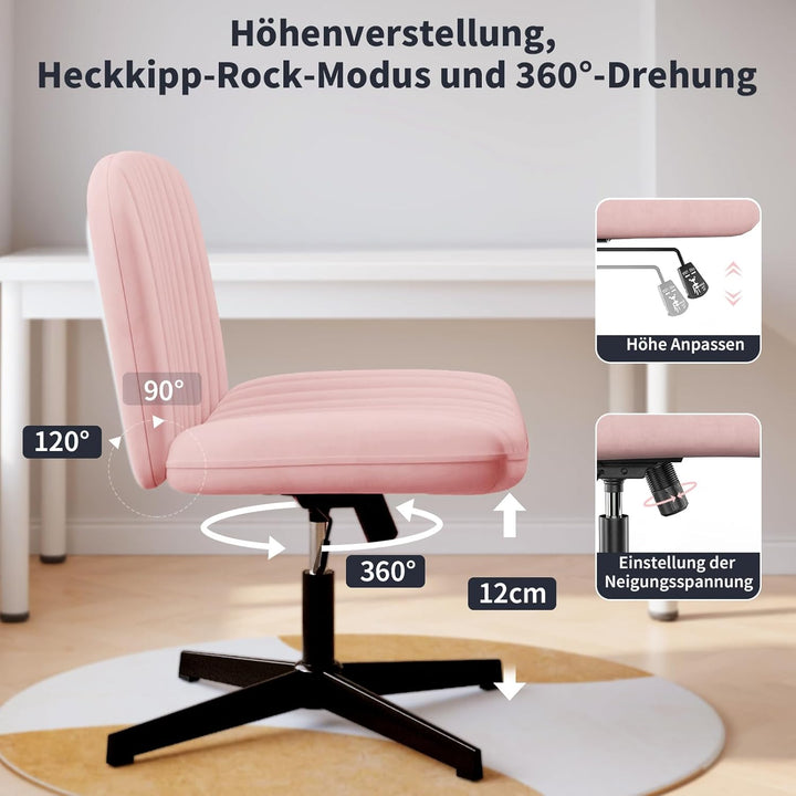 Naspaluro Bürostuhl Ohne Armlehnen, Schreibtischstuhl mit Stoffbezug, Lesesessel mit Breiterem Polst