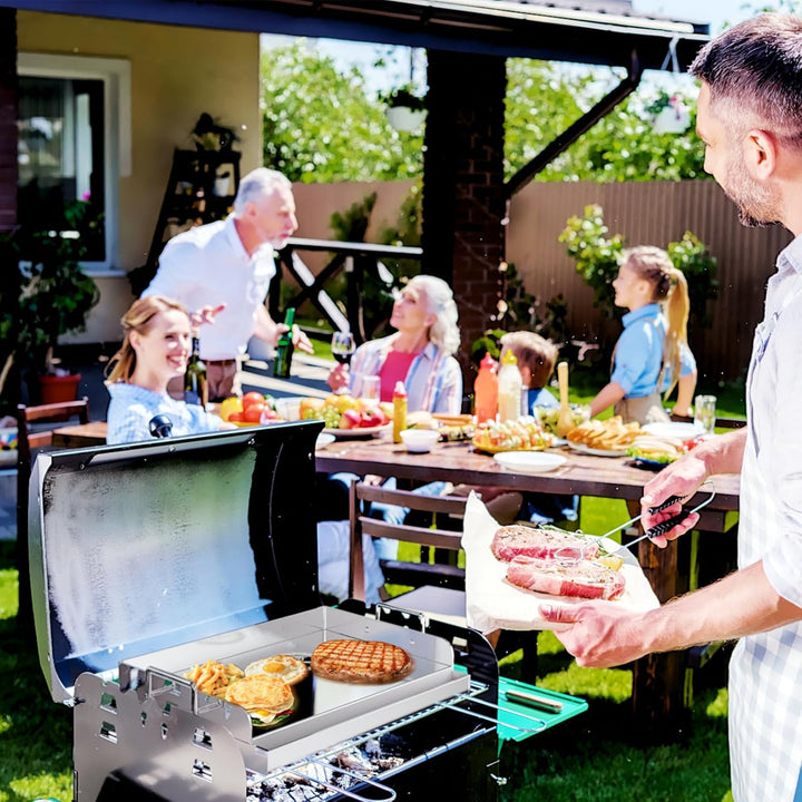Universal BBQ Edelstahl Plancha Grillplatte Griddle mit gleichmässiger Heizung Arming, Grill für Gas