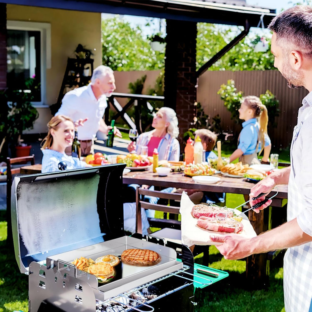 Universal BBQ Edelstahl Plancha Grillplatte Griddle mit gleichmässiger Heizung Arming, Grill für Gas