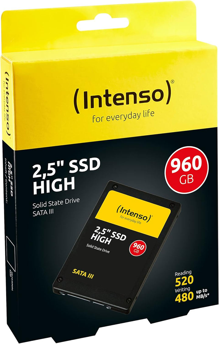 Intenso Interne 2,5" SSD SATA III High, 960 GB, 520 MB/Sekunden, Schwarz 960GB Sata 2,5" High