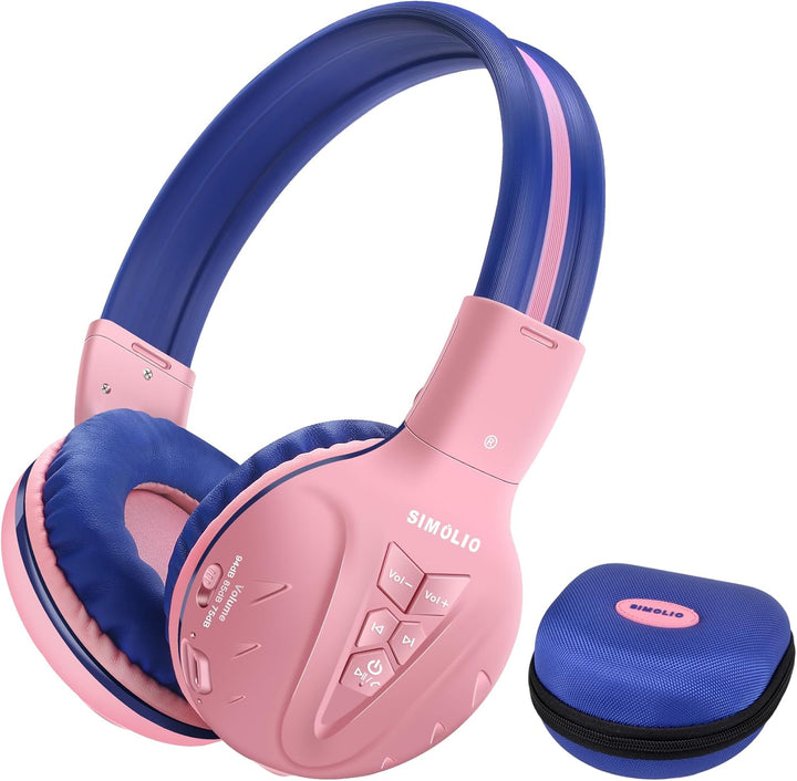 SIMOLIO Bluetooth Kinder Kopfhörer mit Legrenzter Lautstärke, Kindersicherer Kopfhörer mit Share Por
