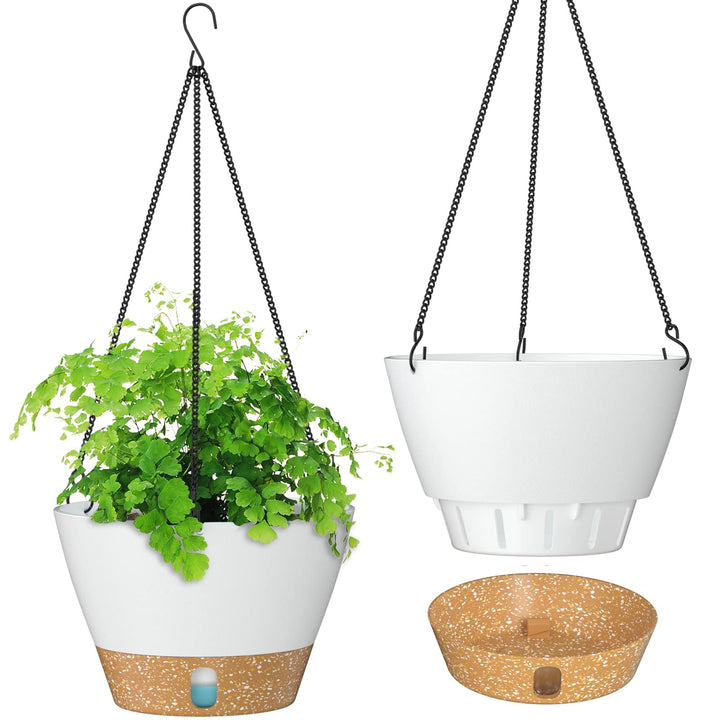 ZMTECH Hängetopf für Pflanzen, 2er-Set Φ25cm Blumentopf Ampel Hängend, Kunststoff Hänge Blumentopf m