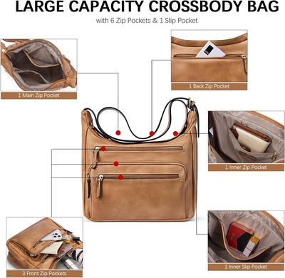 BOSTANTEN Umhängetasche Damen Kleine Schultertasche Handtasche für Frauen PU Leder Crossbody Bag Mul