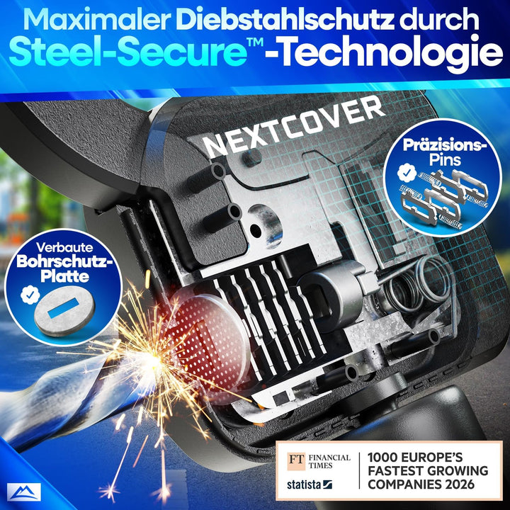 NEXTCOVER® E-Scooter Schloss mit Tasche [Steel-Secure-Technologie] | Handschellenschloss inkl. Trans