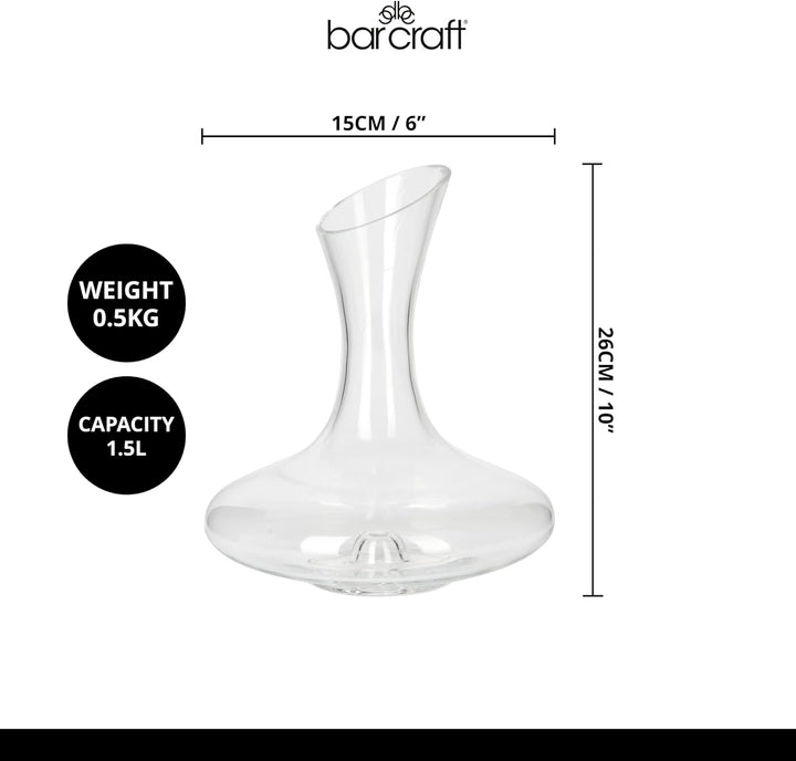 BarCraft Luxus Wein Dekanter Set in Geschenkbox, Glas, Transparent, 1,5 Liter Elegante, Elegante