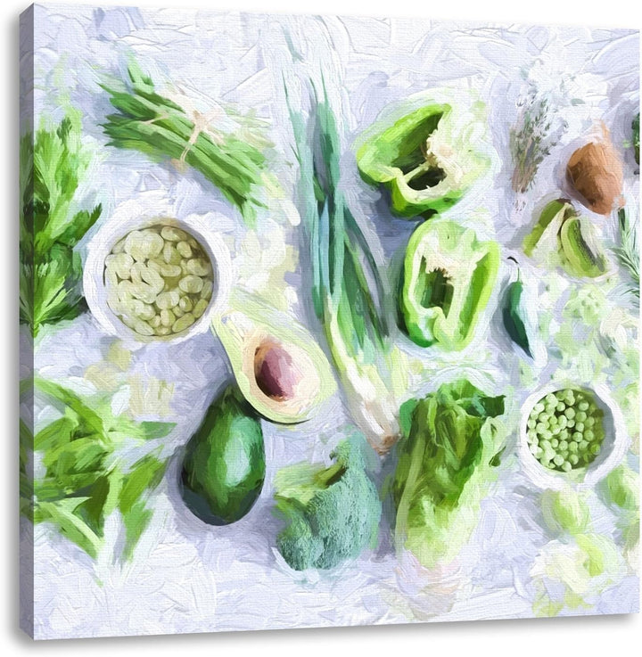 Leckeres knackiges Gemüse, Format: 70x70 auf Leinwand, XXL riesige Bilder fertig gerahmt mit Keilrah