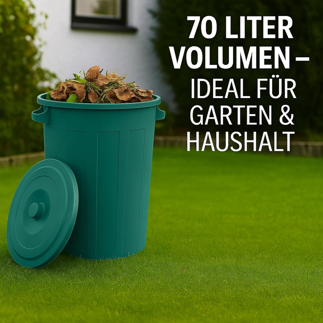 YourCasa Mülltonne 2 x 70L - Mülleimer mit Deckel - Tonne mit Trageriffen für Garten - Futtertonne o