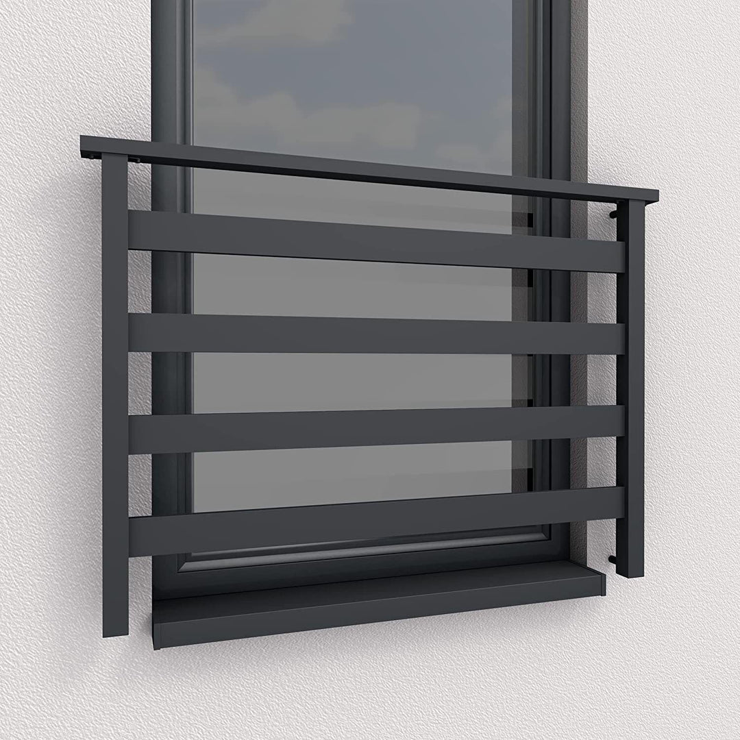AluBasic Französischer Balkon Aluminium Stabgeländer Balkongitter Fenstergitter Anthrazit RAL 7016 m