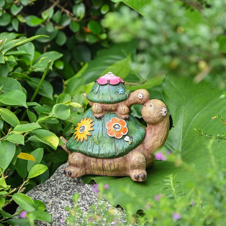 TERESA'S COLLECTIONS Gartendeko für Draussen Schildkröten Mutter und Baby Gartenfiguren Wasserfest S