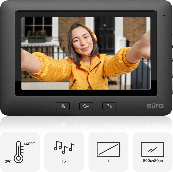 EURA VDP-45A3-TY Alpha+ TUYA Video-Türsprechanlage Gegensprechanlage WiFi, 4 Draht, 7-Zoll-Farbmonit