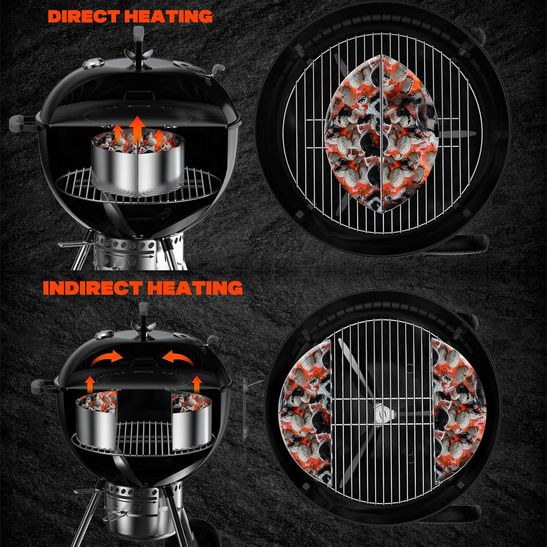 onlyfire Edelstahl Kohlekorb 2er Set, Holzkohlekörbe für Kugelgrill, Charcoal Grills, Kettle Grills,