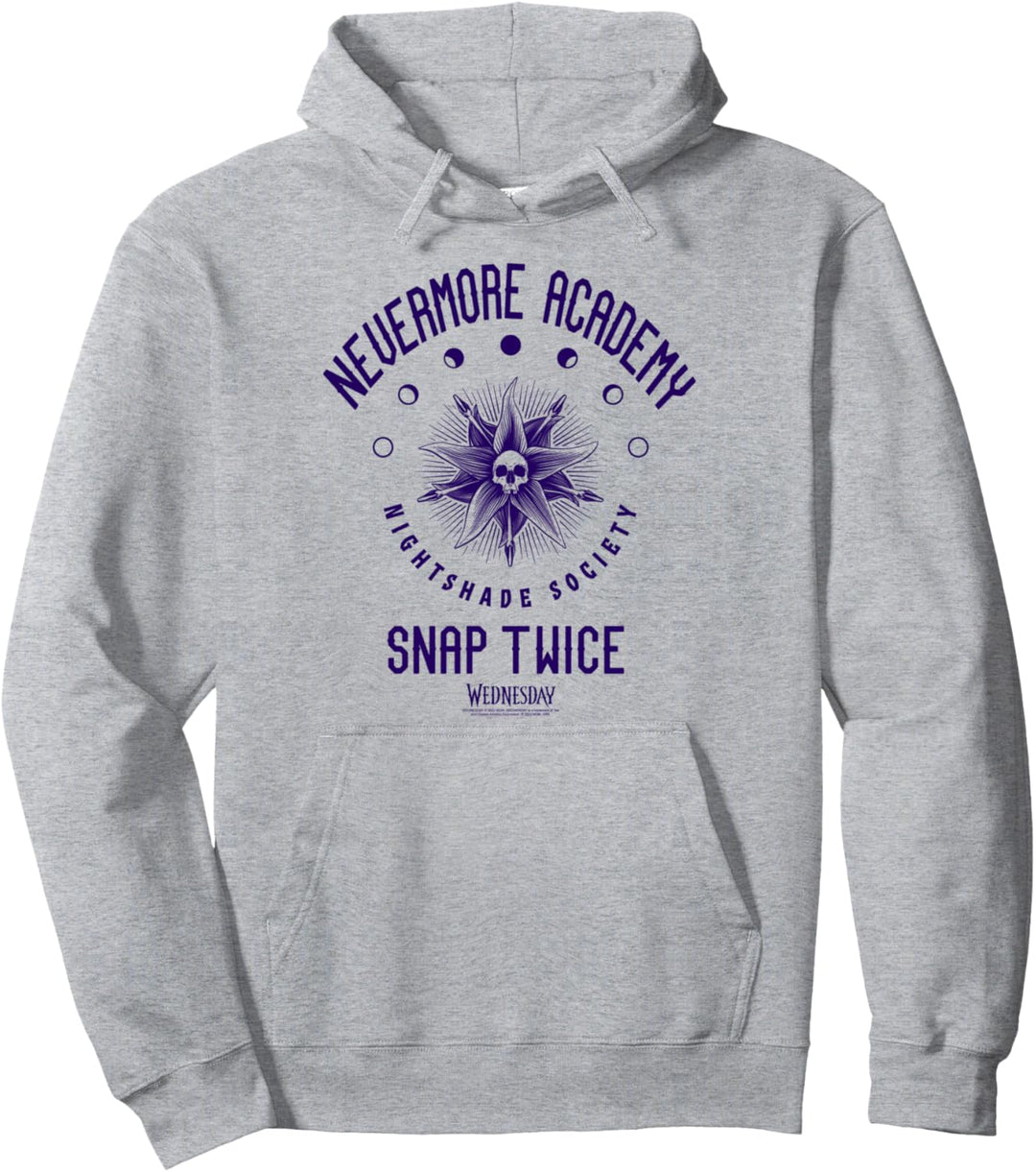 Wednesday Nevermore Academy Snap Twice Celestial Collegiate Pullover Hoodie