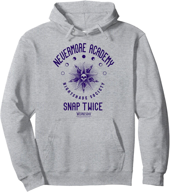 Wednesday Nevermore Academy Snap Twice Celestial Collegiate Pullover Hoodie