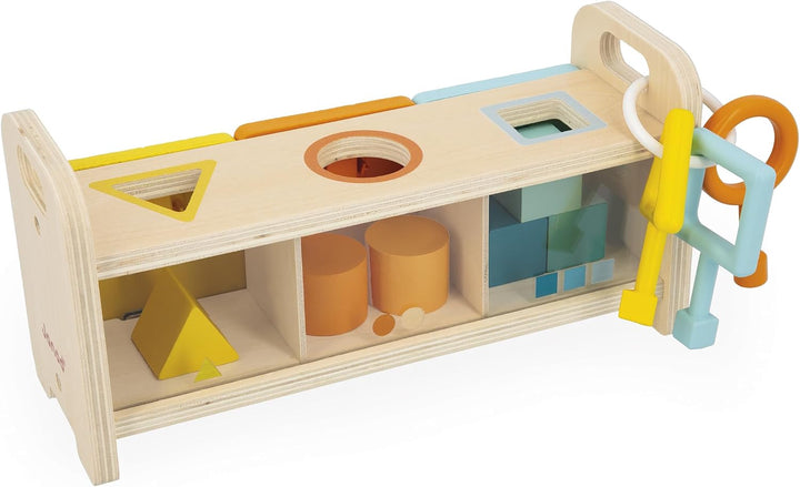 Janod - Essentiel - Der Schlüsselkasten - 2-in-1 Lernspiel aus Holz Babys und Kleinkinder - Erlernen