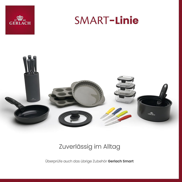 GERLACH Smart Stainless Steel X30Cr13 Bloc de 5 couteaux Finition satinée Granite Toucher doux