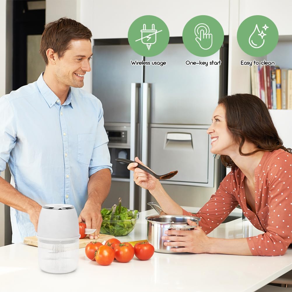 Mini Zerkleinerer Elektrisch, 350 ml Elektrisch Gemüsezerkleinerer Zwiebelschneider, Klein Zwiebel Z