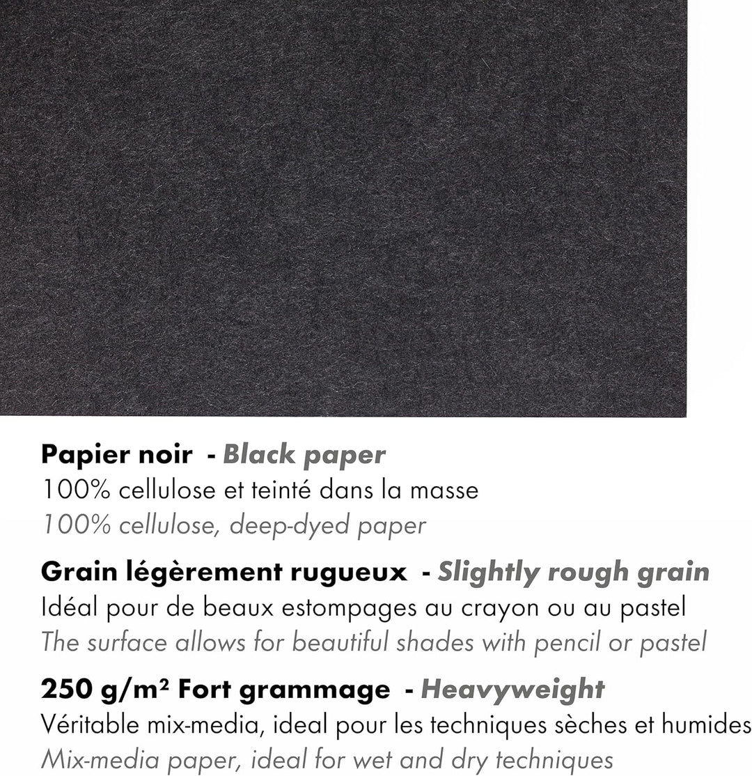 Clairefontaine 975169C - Packung mit 4 Blöcken Paint´ON Noir, DIN A4, kopfseitig geleimt, 20 Blatt,