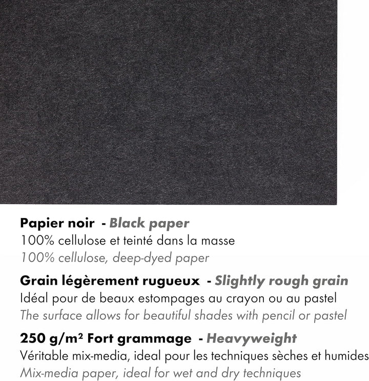 Clairefontaine 975169C - Packung mit 4 Blöcken Paint´ON Noir, DIN A4, kopfseitig geleimt, 20 Blatt,