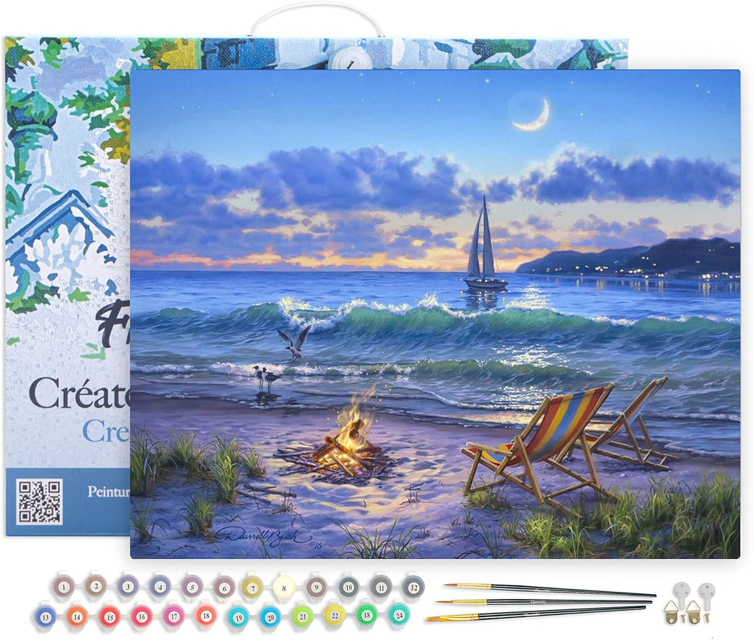 Figured'Art Malen Nach Zahlen Erwachsene Mit Rahmen Abendlicher Strandausblick - Paint by Numbers Ba