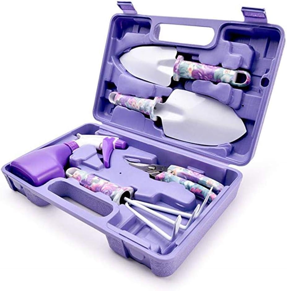 Queta 5 Stück Gartengeräte Set, Gartenwerkzeug Set mit rostfreiem Harrow Scissor Shovel Water Sprink