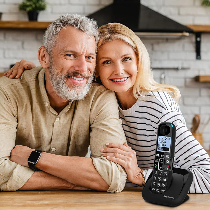 Amplicomms BigTel 1580 schnurloses DECT Grosstasten Telefon, Anrufbeantworter, Audio-Boost, extra La
