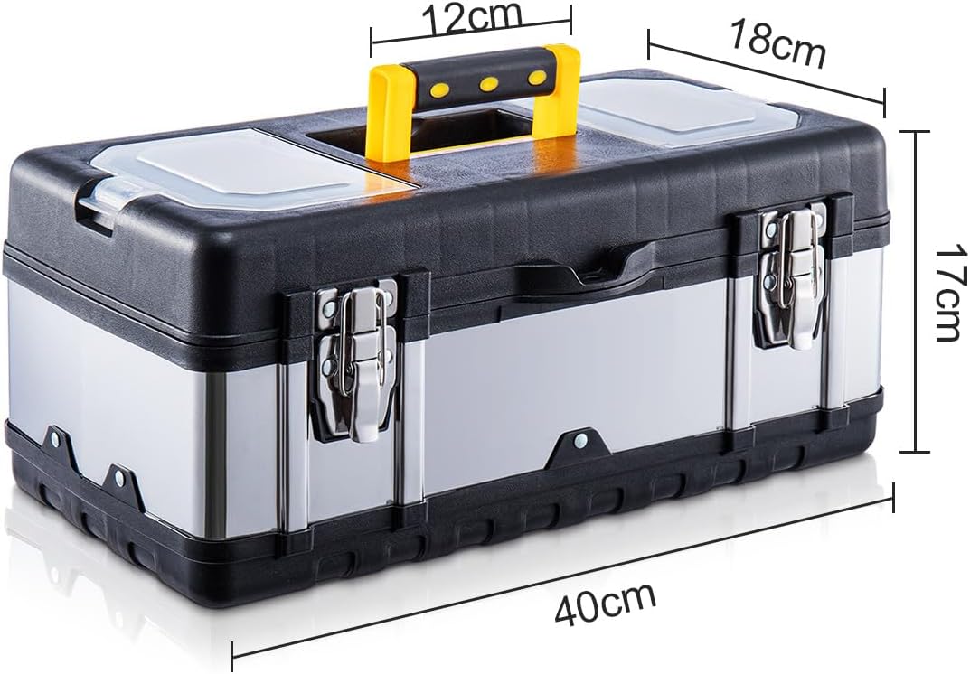 Werkzeugbox Werkzeugkoffer leer Werkzeugkasten 17" 40 * 18 * 17cm Werkzeugkoffer mit Metallschliesse