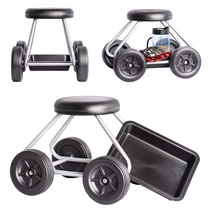UPP Rollsitz Easy Work bis 130 kg belastbar | Gartenwagen mit 40 cm hohem Luftkammer-Sitz | Knie- &