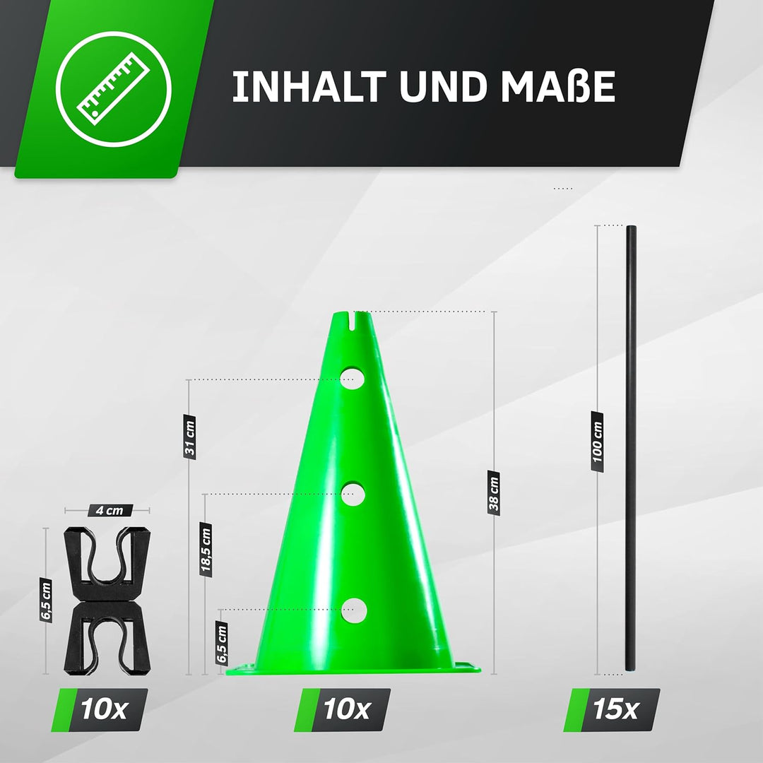 TOOLZ Agility-Training Set - Hürden, Slalomstangen und Kegel für Sport, Fitness, Koordinationstraini