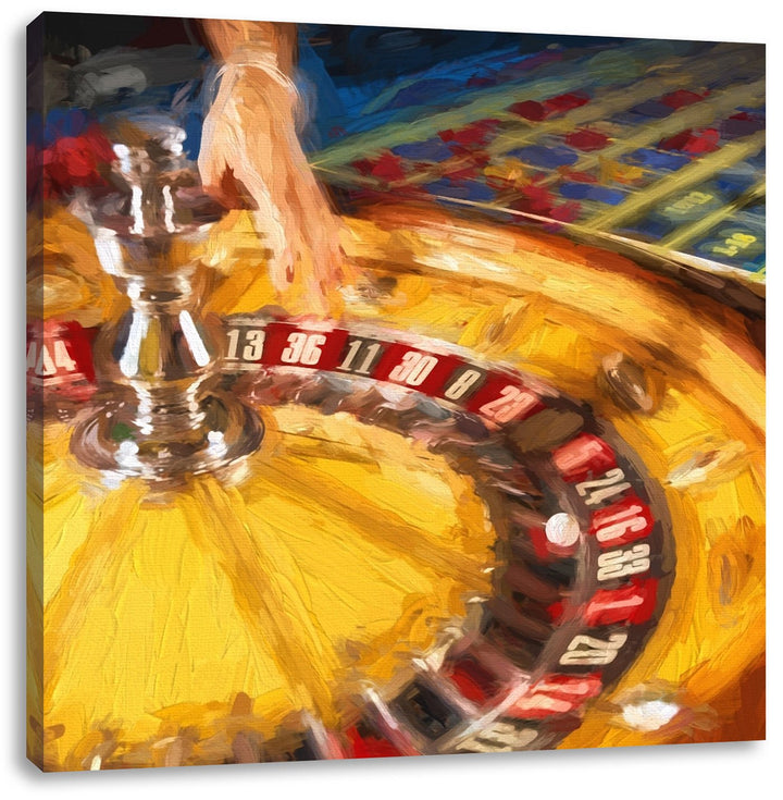 Pixxprint Klassischer Roulettetisch in luxuriösen Casino, Format: 70x70 auf Leinwand, 70x70
