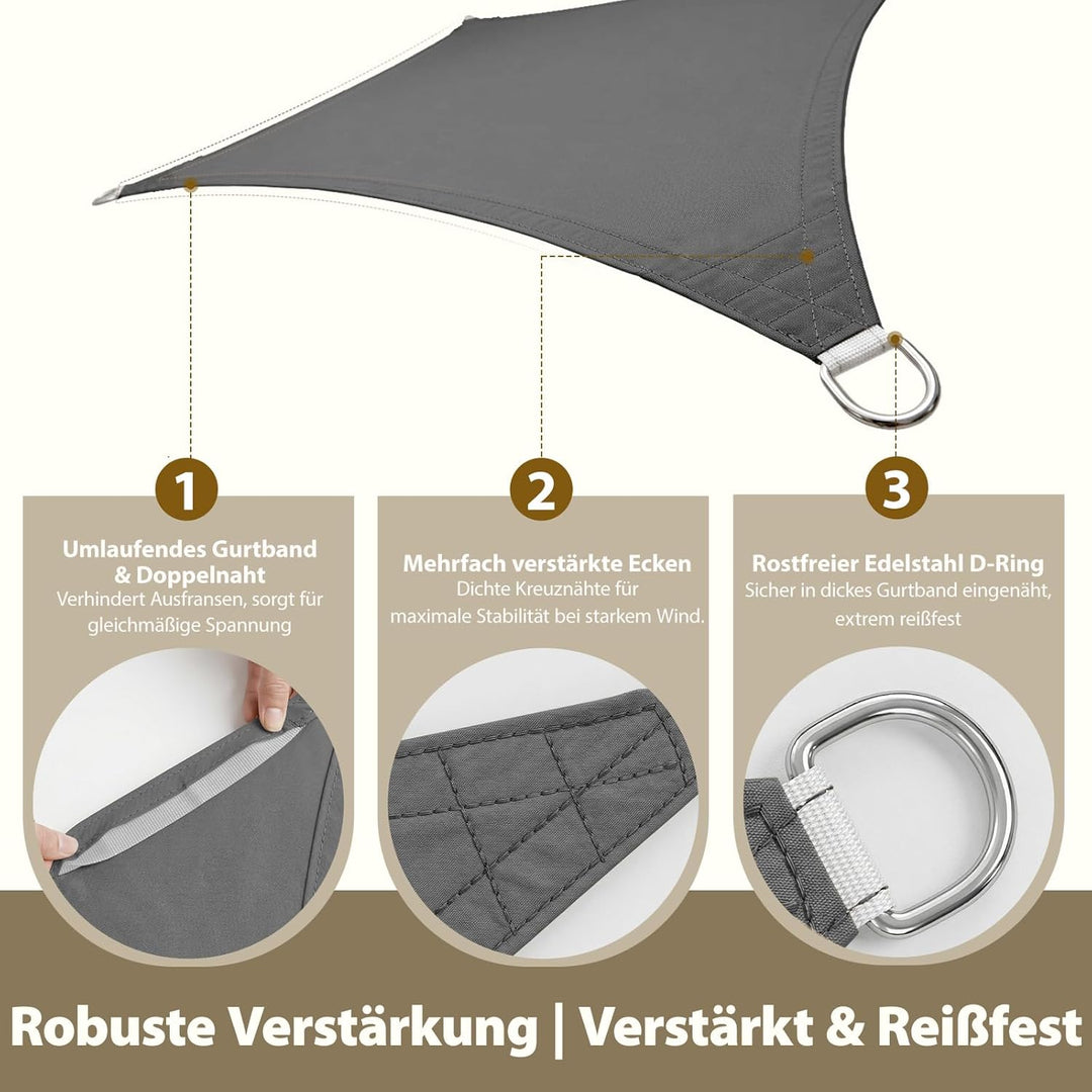 Sekey Sonnensegel Wasserdicht 3x4m Rechteckig, Sonnenschutz hochdichtes PES 160g/m² Wetterfest & Rei