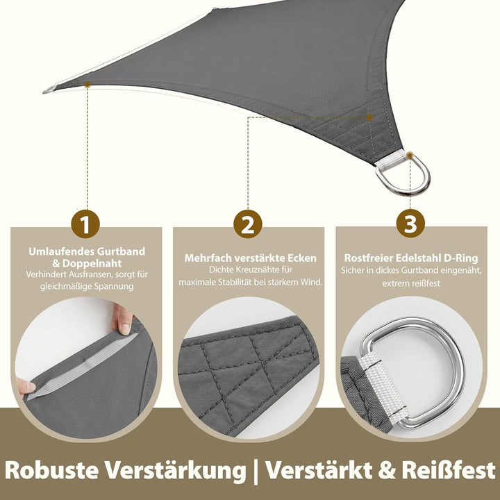 Sekey Sonnensegel Wasserdicht 3x4m Rechteckig, Sonnenschutz hochdichtes PES 160g/m² Wetterfest & Rei